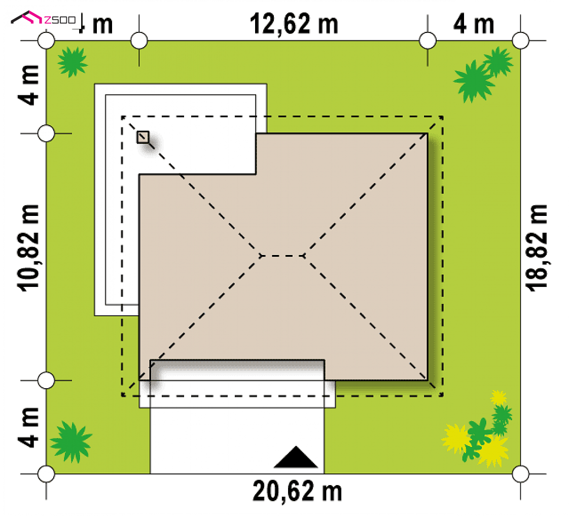 Mājas projekts Z332 D - Parterowy, tradycyjny dom w konstrukcji drewnianej z dachem kopertowym do 100m2.