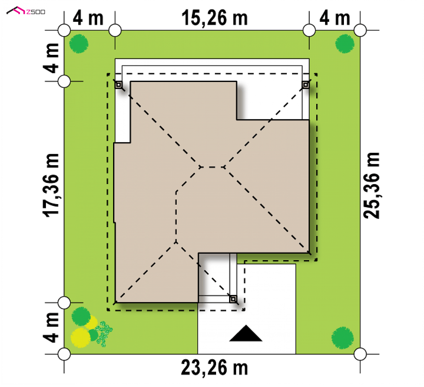 Mājas projekts - Vienstāvu mājas projekts ar garāžu - Z379
