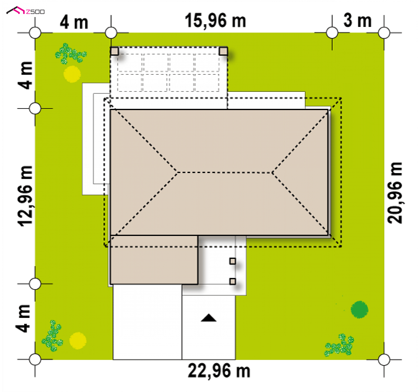 Mājas projekts - Vienstāvu mājas projekts ar garāžu - Z384