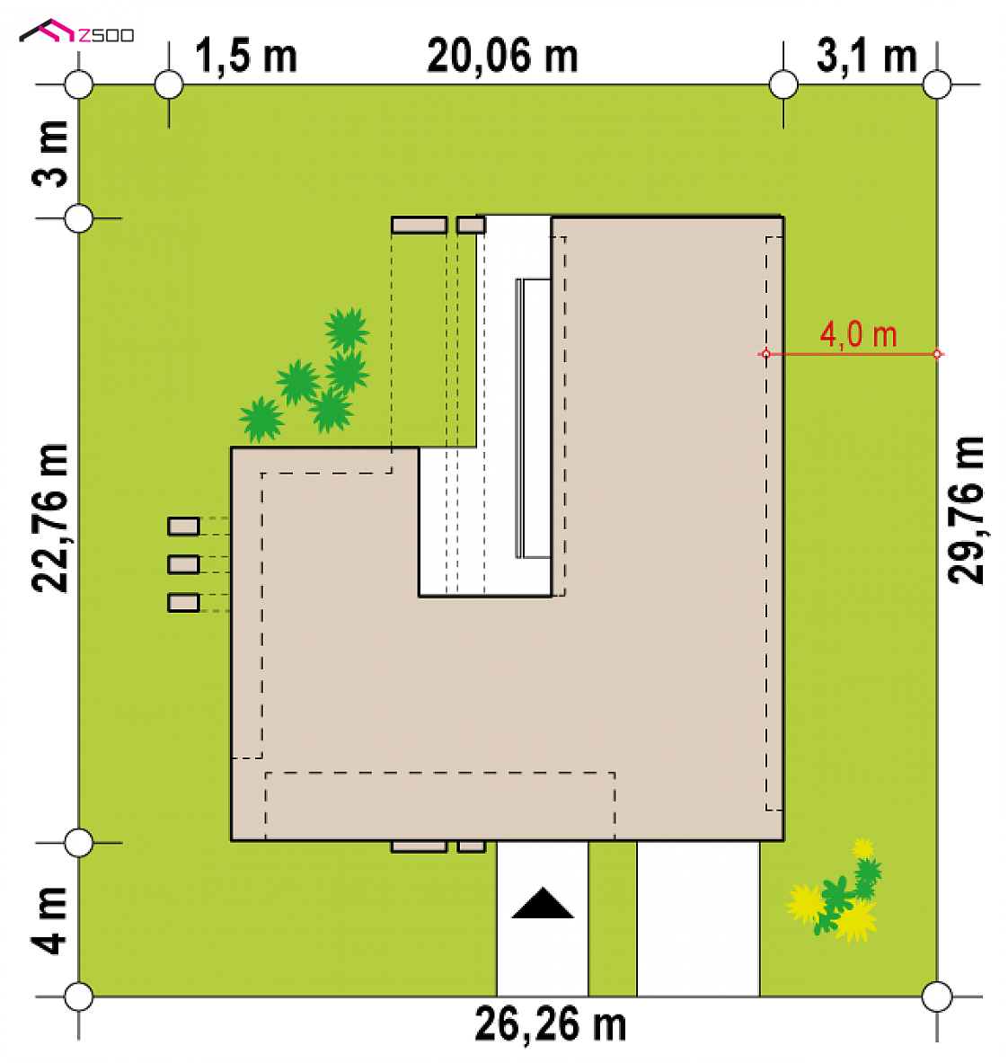 Mājas projekts Zx158 - Nowoczesny dom parterowy na planie litery