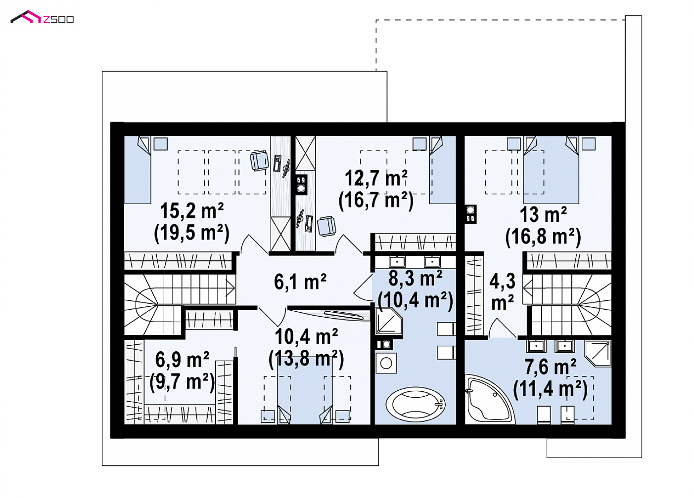 Mājas projekts - Modernas mājas projekts ar mansardu - Z346