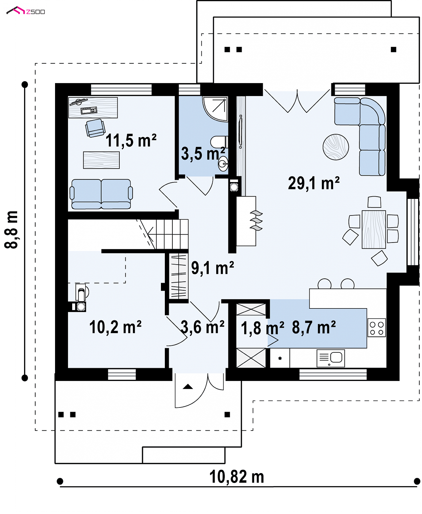 Mājas projekts - Divstāvu mājas projekts - Z92 D