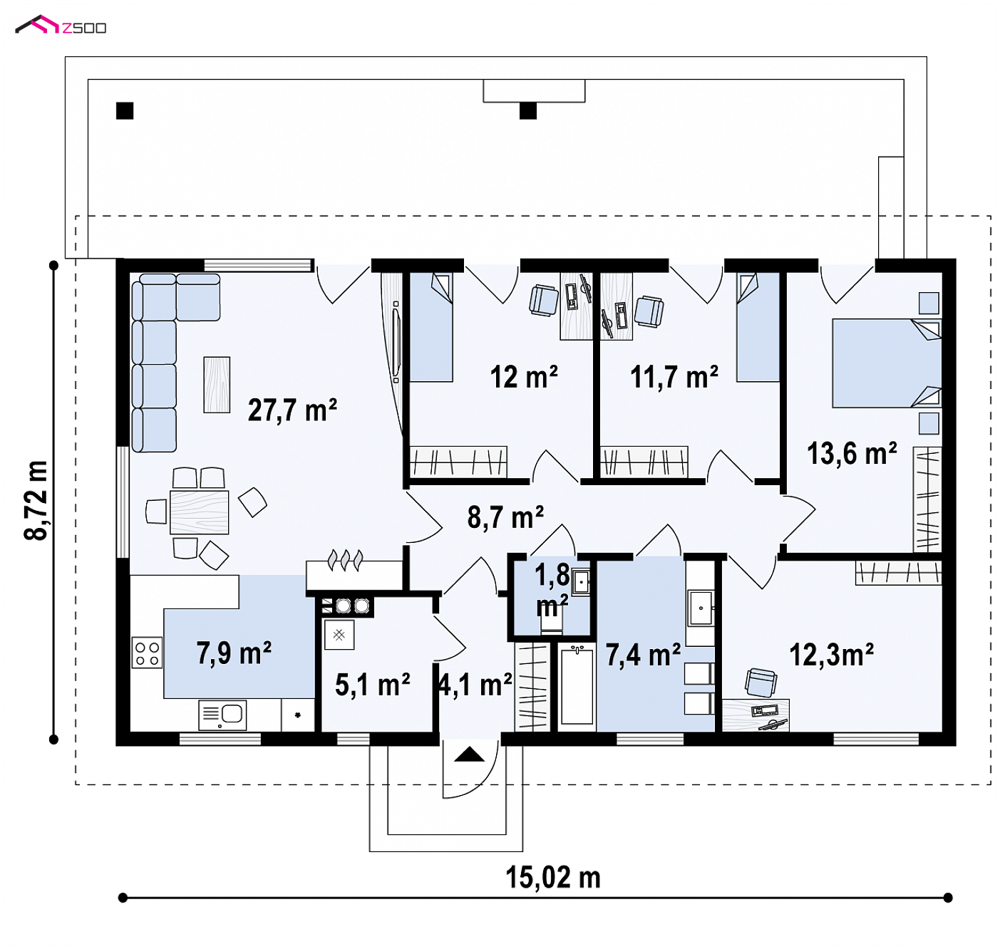 Mājas projekts - Vienstāva mājas projekts - Z376 D