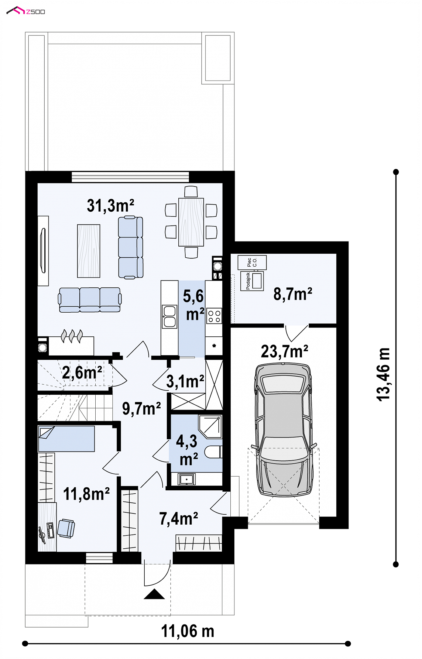 Mājas projekts - Dvīņu mājas projekts ar garāžu - Zb25