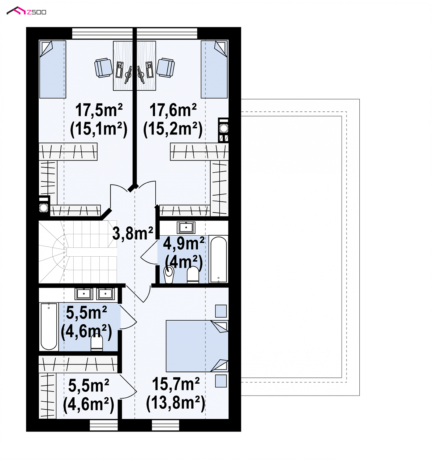 Mājas projekts - Dvīņu mājas projekts ar garāžu - Zb25