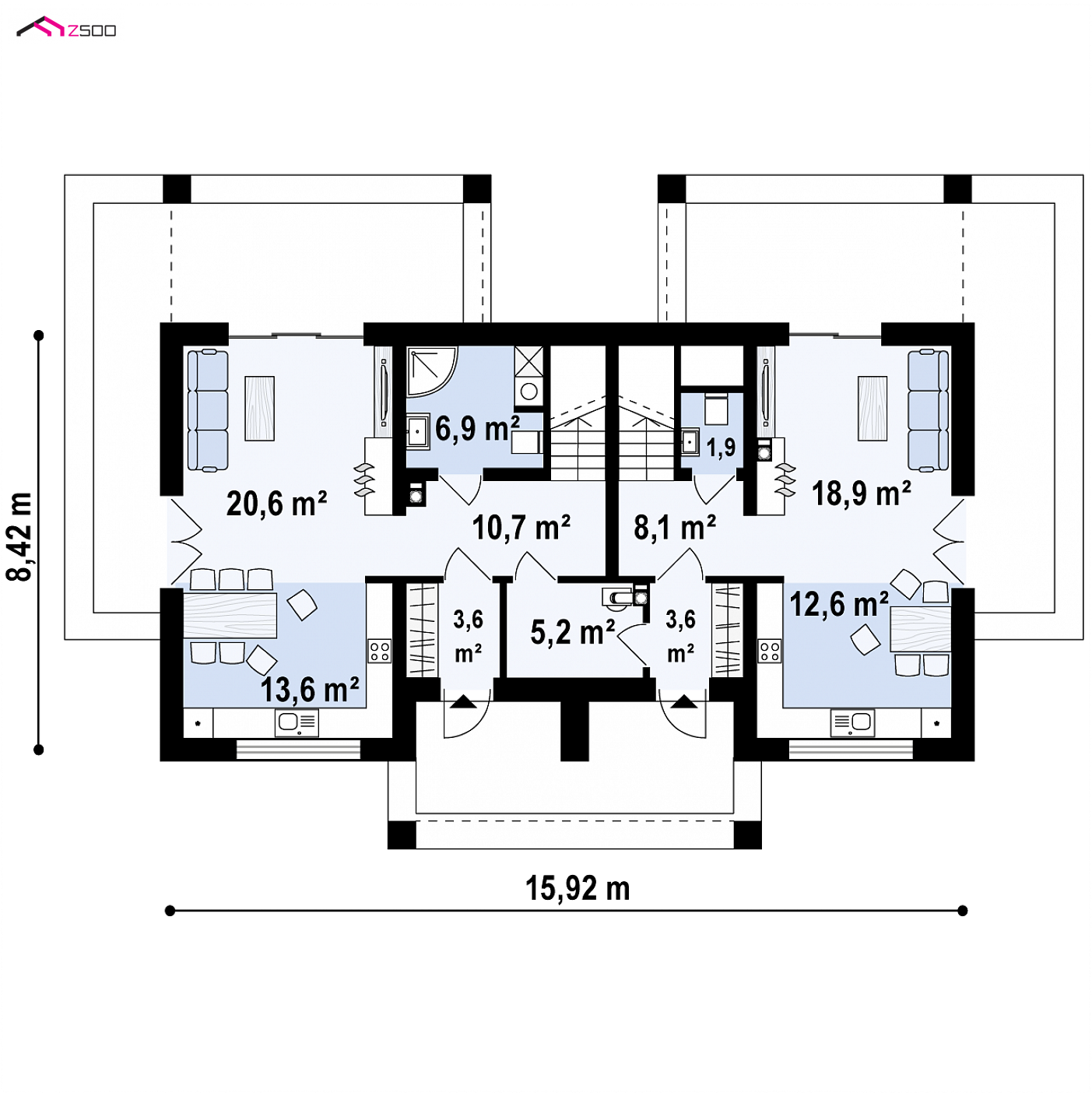 Mājas projekts - Divstāvu mājas projekts - Z351 D