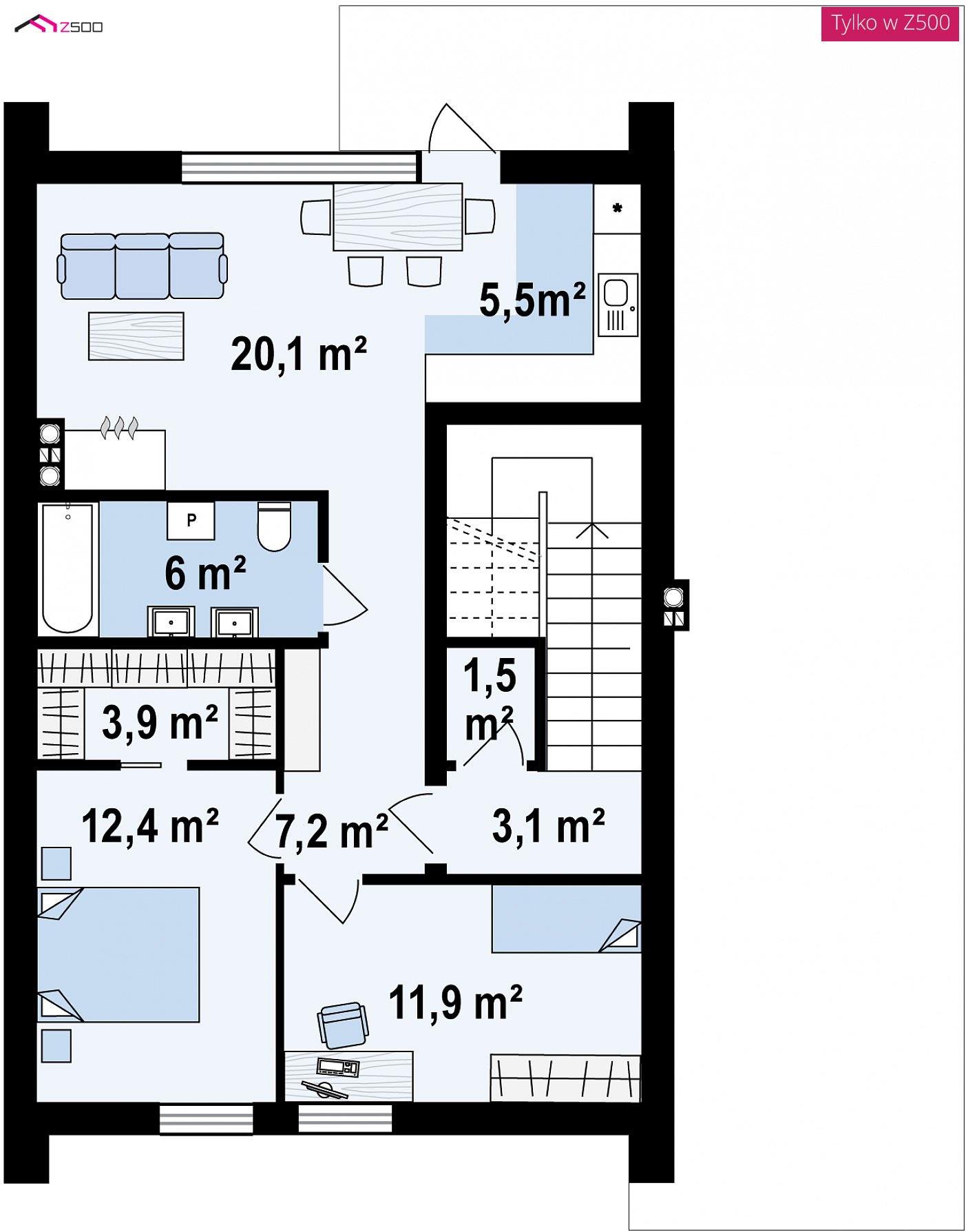 Mājas projekts - Divstāvu mājas projekts ar garāžu - Z424