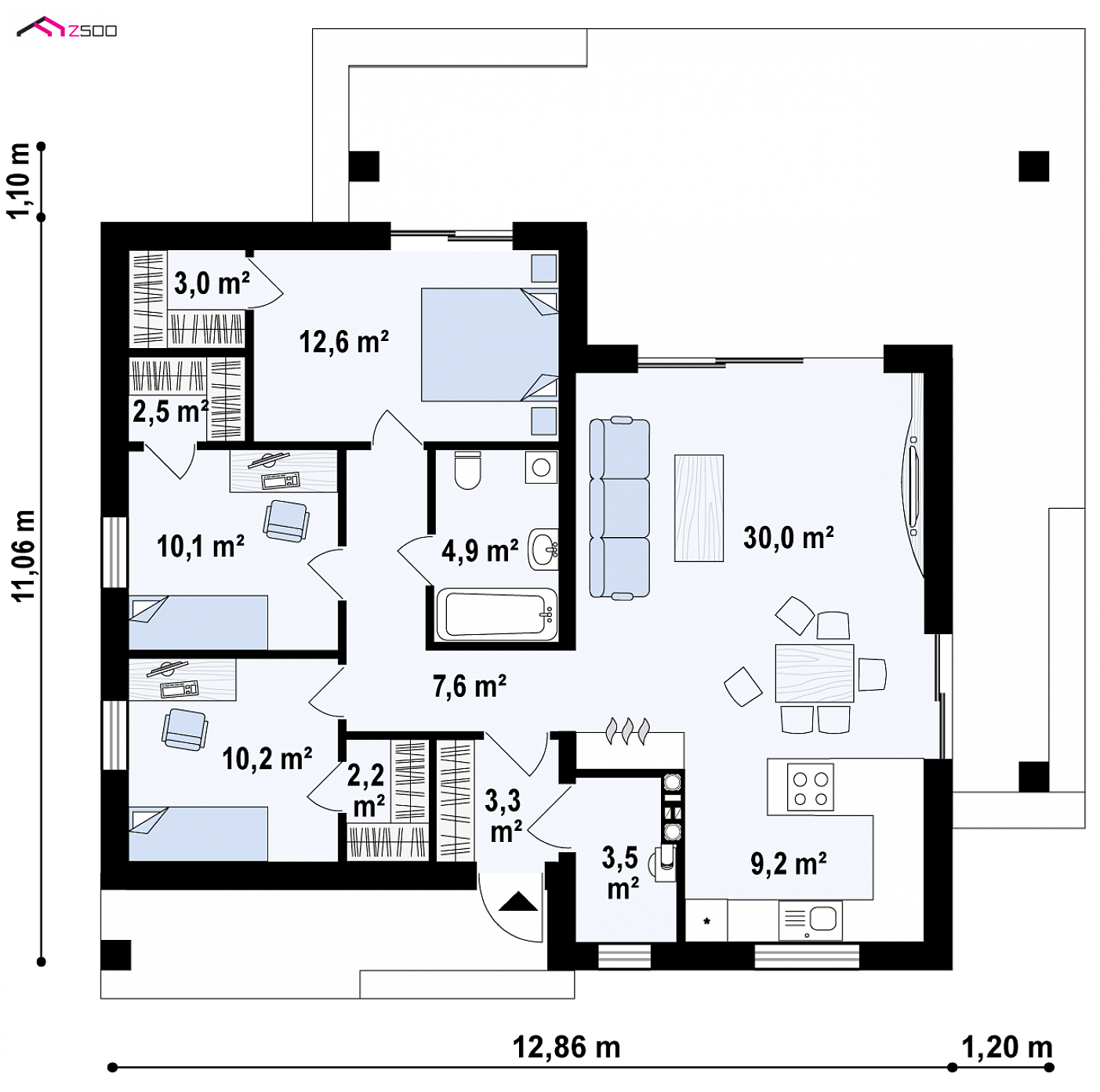 Mājas projekts - Vienstāva mājas projekts - Z377 B