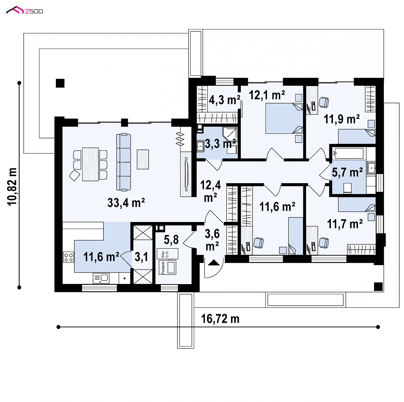 Mājas projekts - Vienstāva mājas projekts - Z349 D