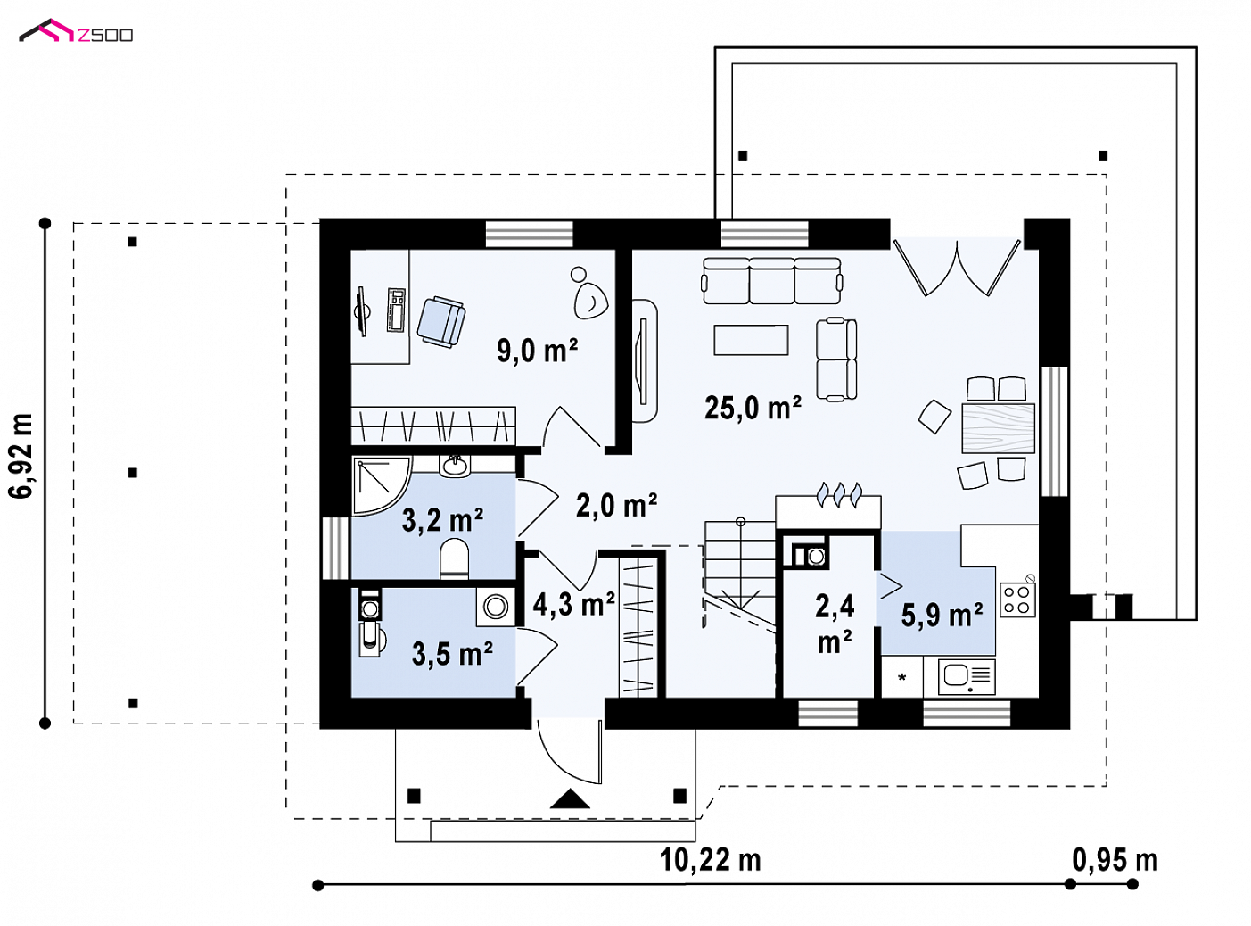 Mājas projekts - Divstāvu mājas projekts - Z216 D +