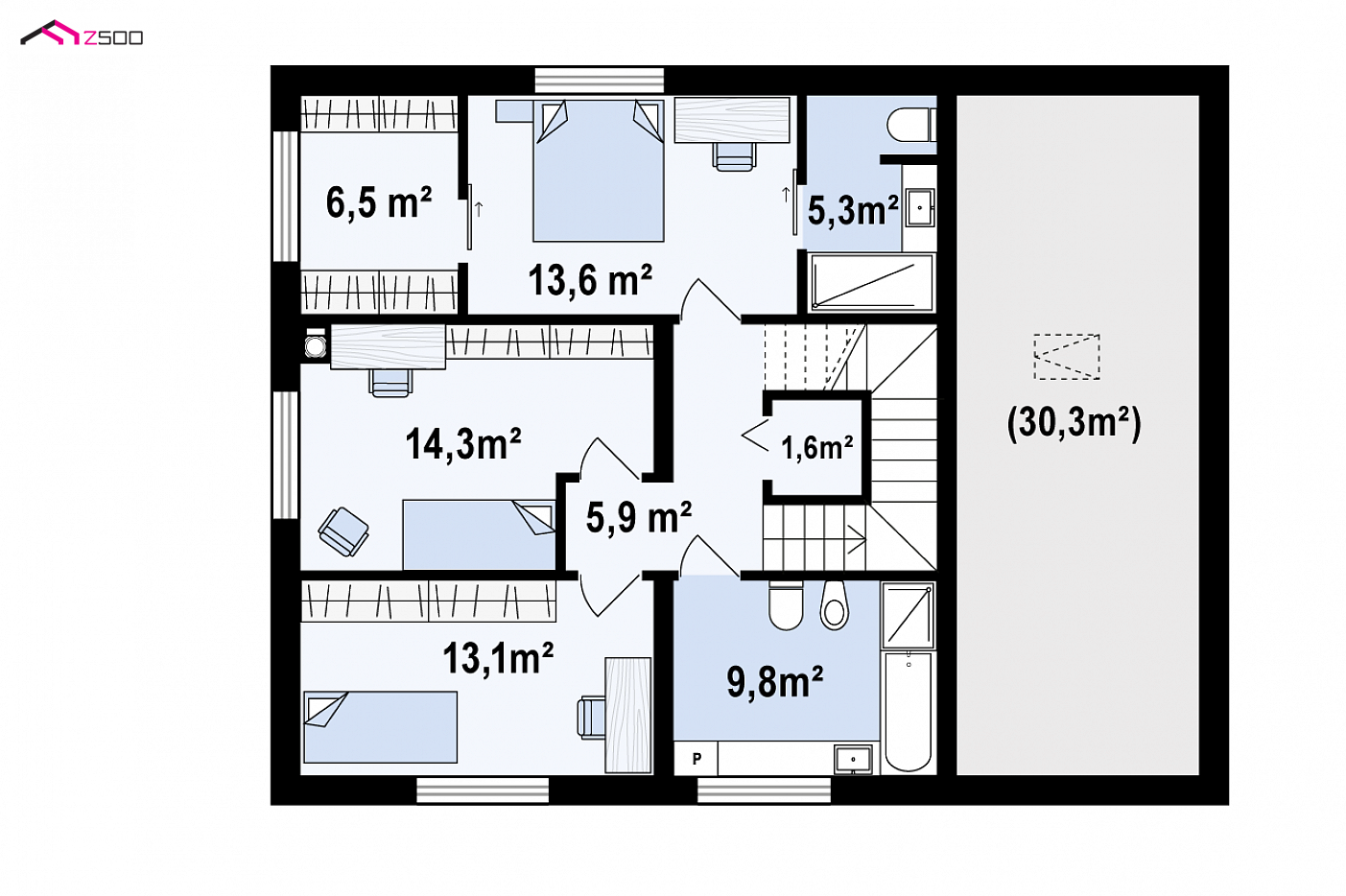 Mājas projekts - Divstāvu mājas projekts ar garāžu - Z391