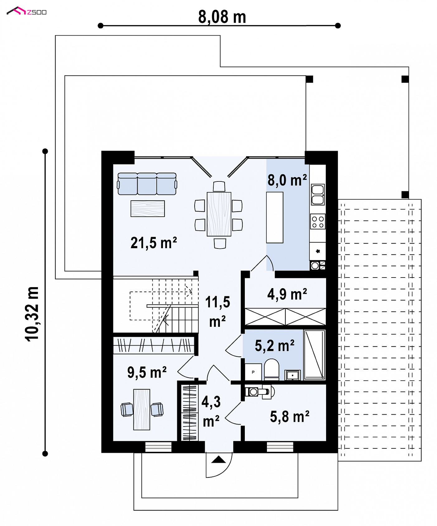 Mājas projekts - Divstāvu mājas projekts - Z440 D