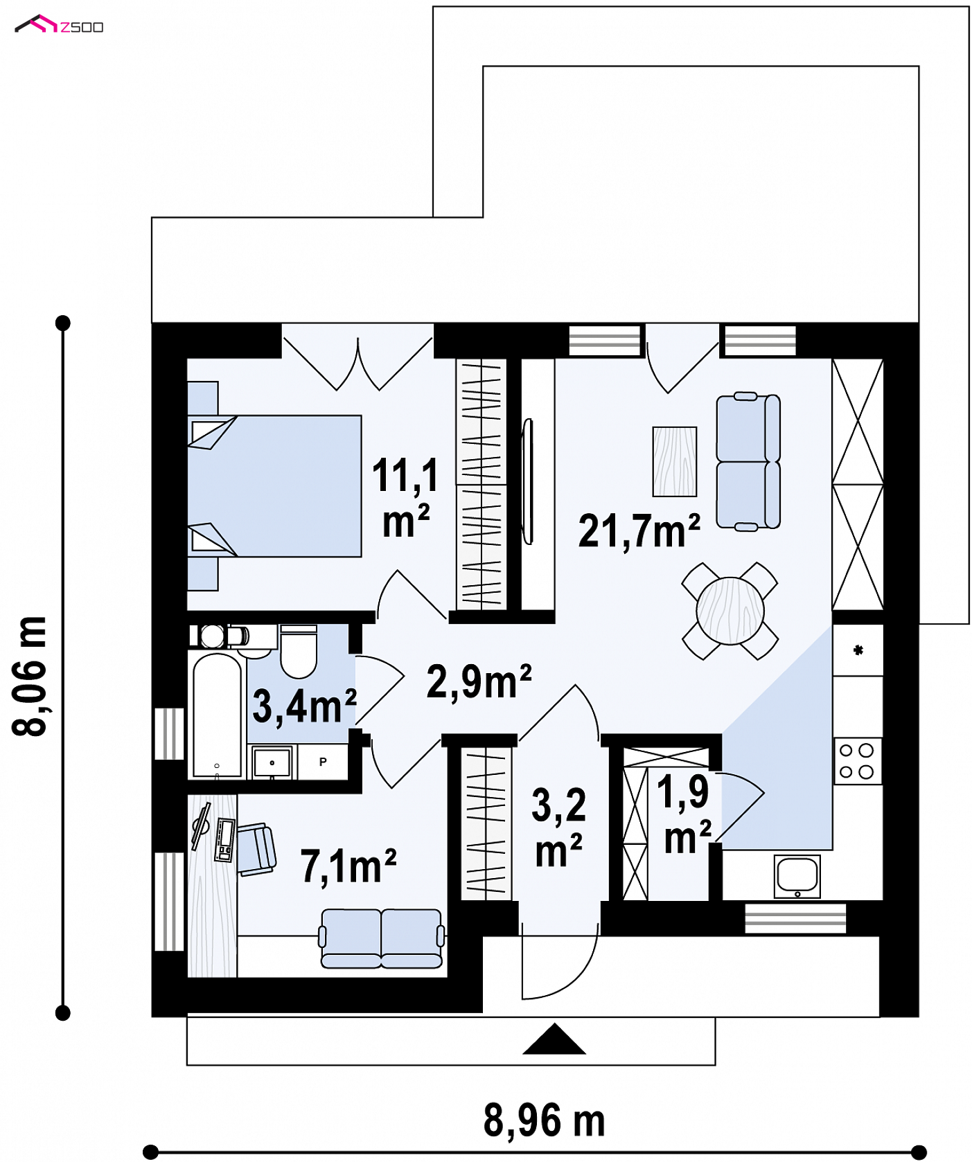 Mājas projekts - Vienstāva mājas projekts - Z451