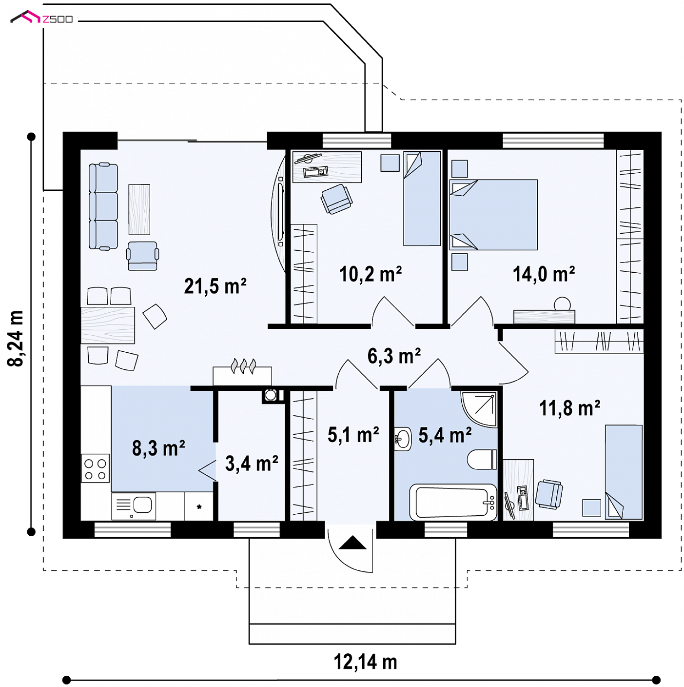 Mājas projekts - Vienstāva mājas projekts - z454
