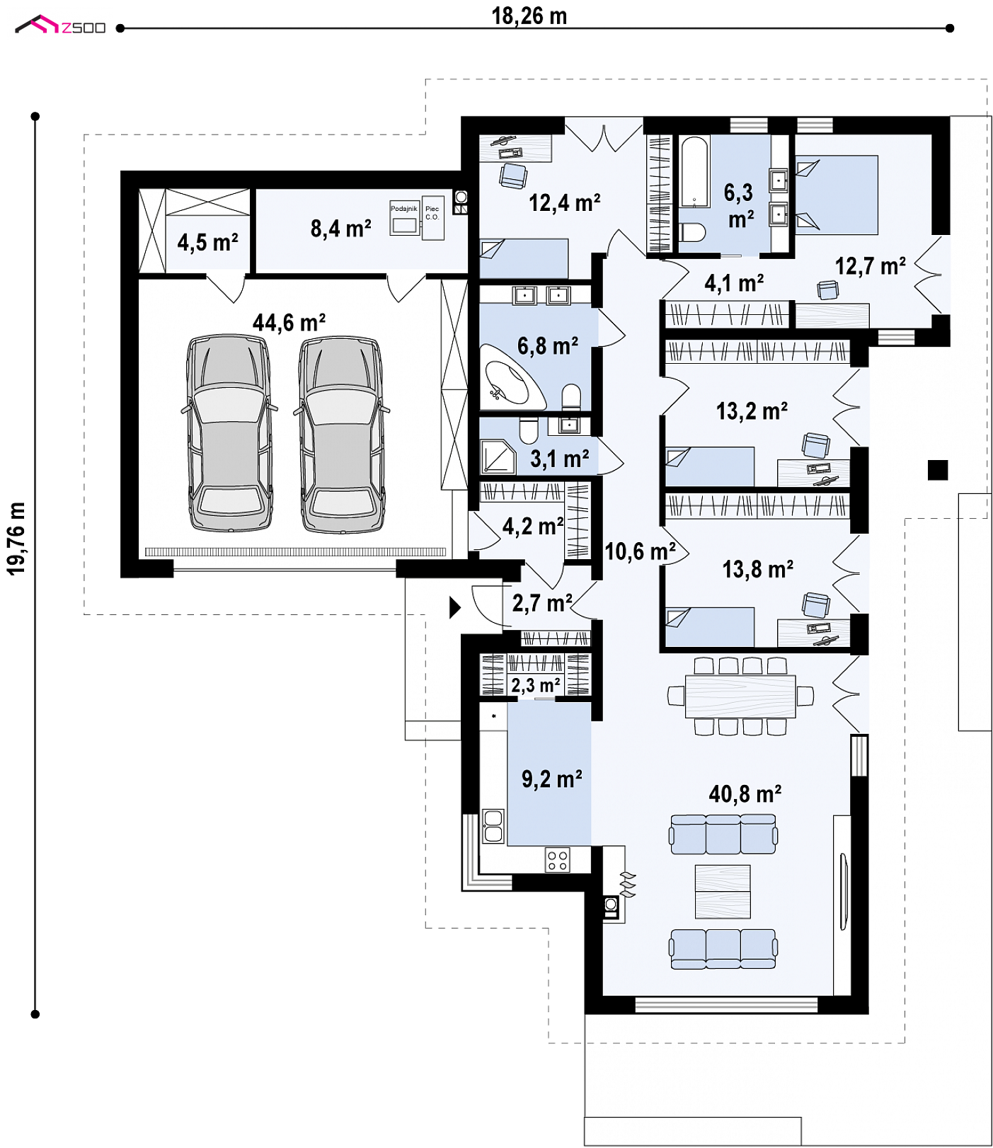 Mājas projekts - Modernas mājas projekts ar garāžu - Z402