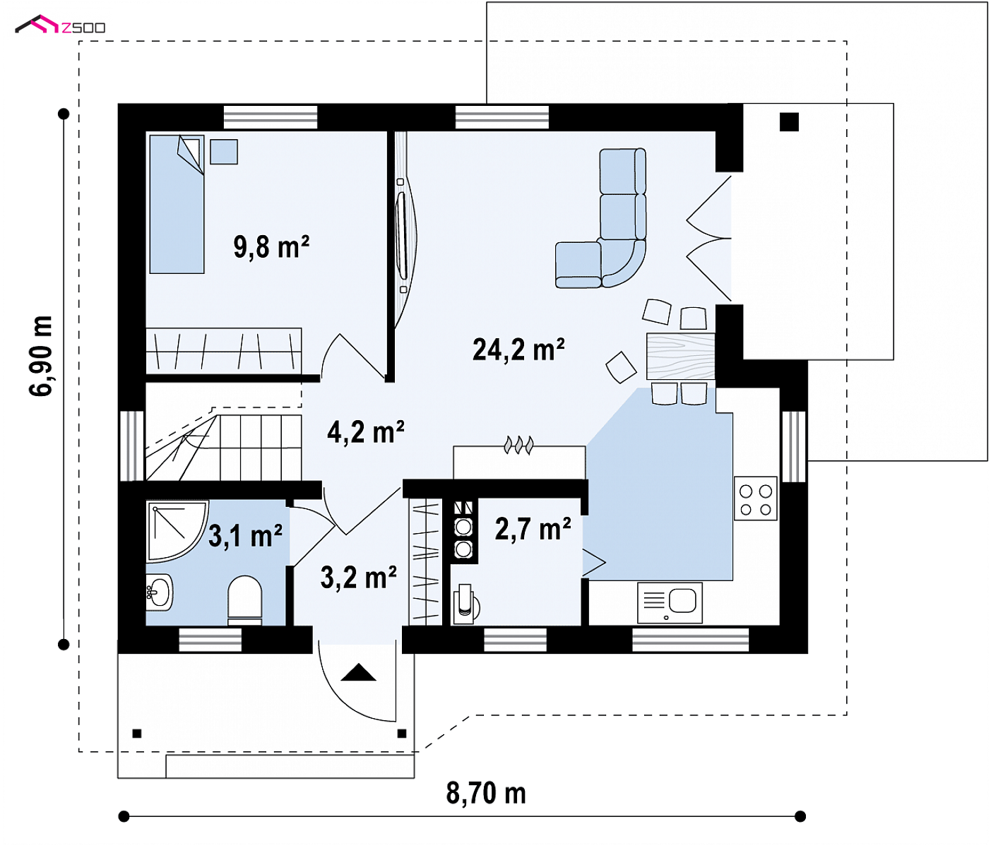 Mājas projekts - Divstāvu mājas projekts - z71 D