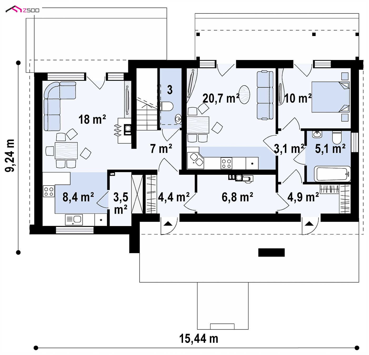 Mājas projekts - Modernas mājas projekts ar mansardu - Z193