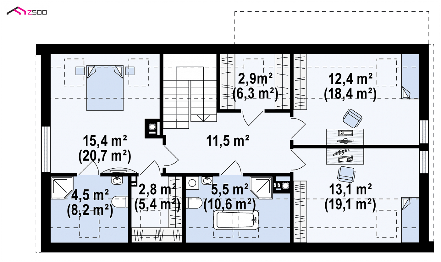 Mājas projekts - Modernas mājas projekts ar mansardu - Z193