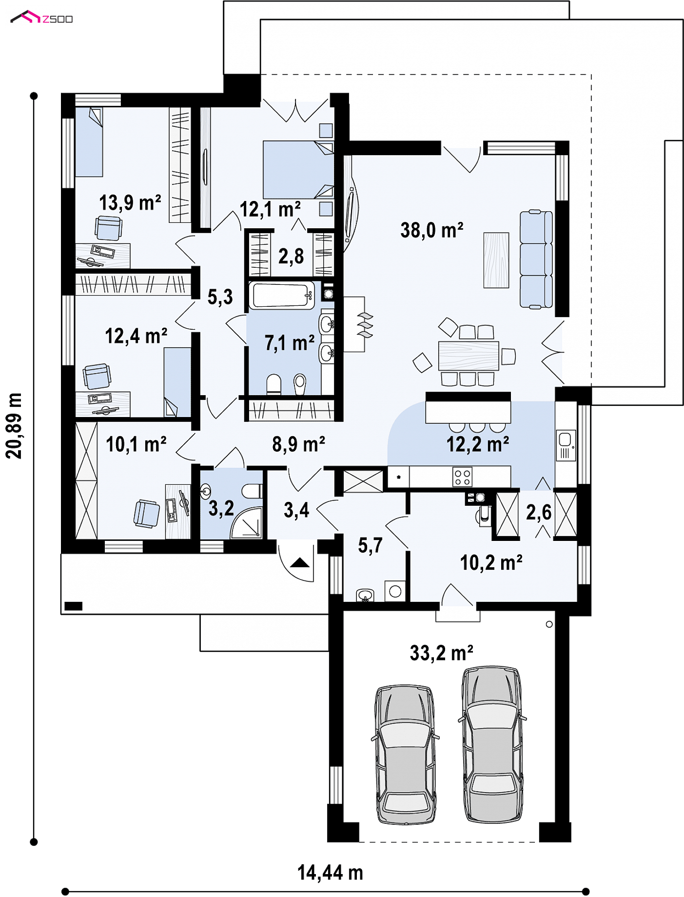 Mājas projekts - Nelielas mājas projekts ar garāžu - Zx103
