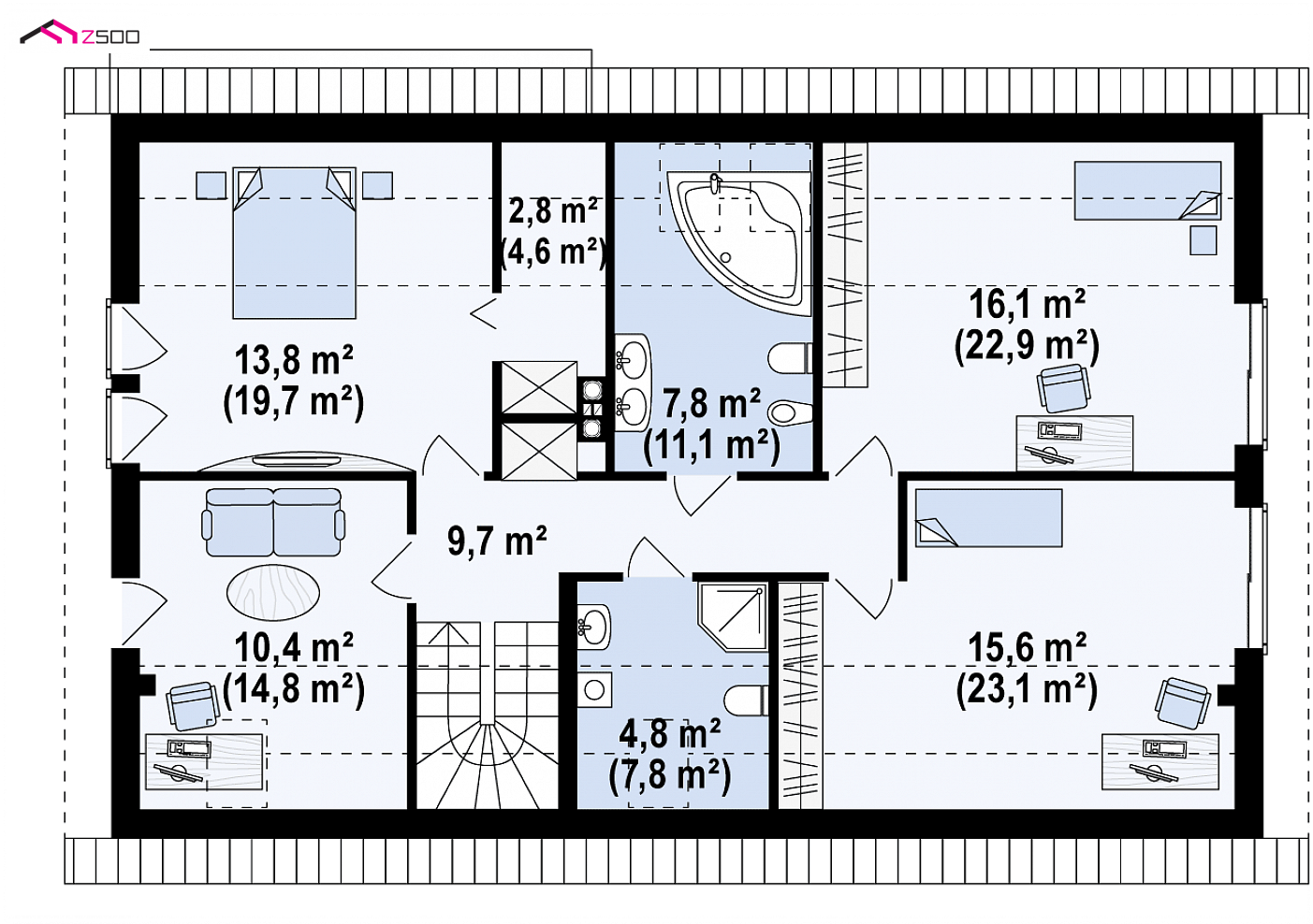 Mājas projekts - Dzīvojamās mājas projekts ar mansardu - Z97