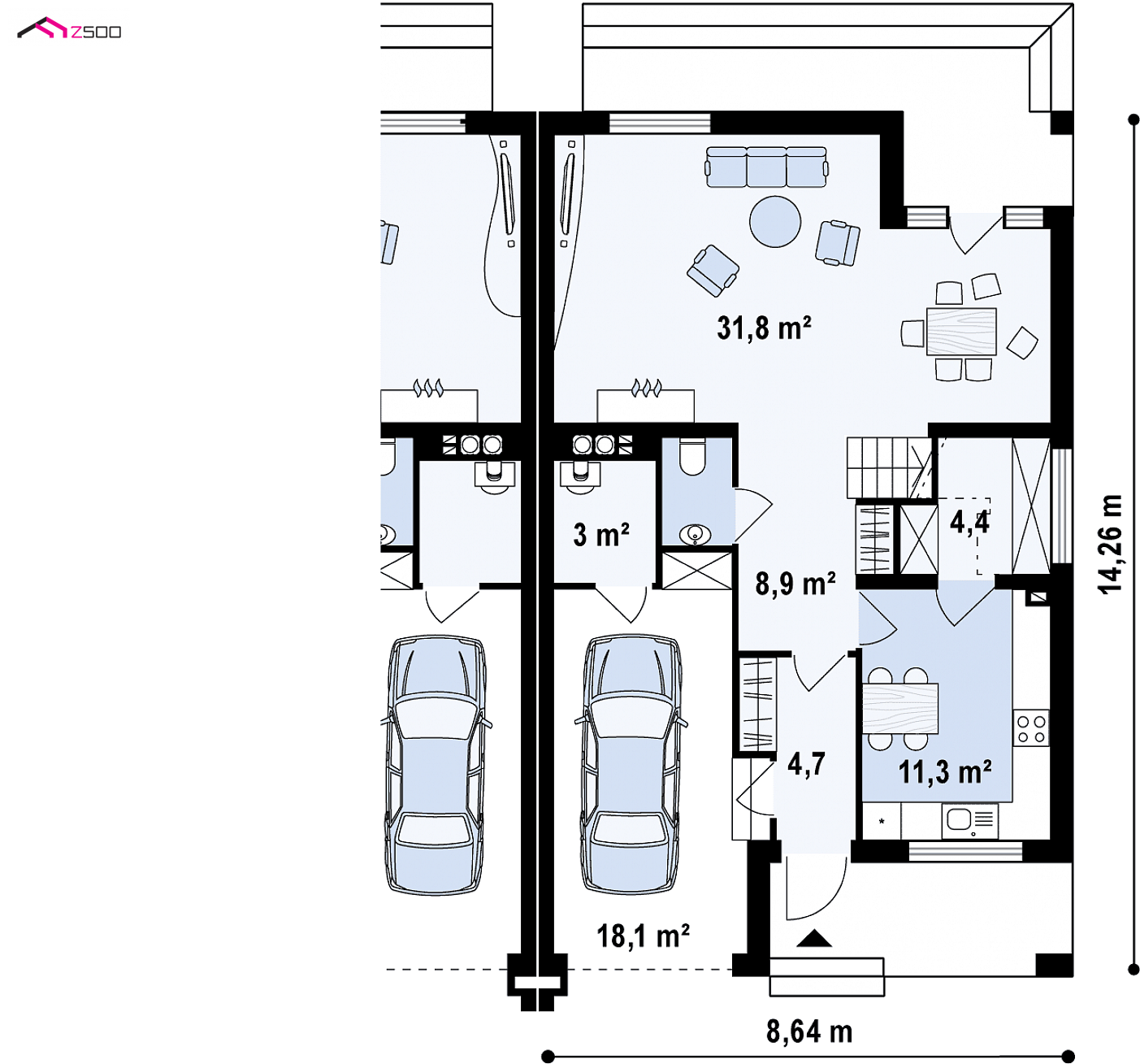 Mājas projekts - Dvīņu mājas projekts - Zb4 sp prawy