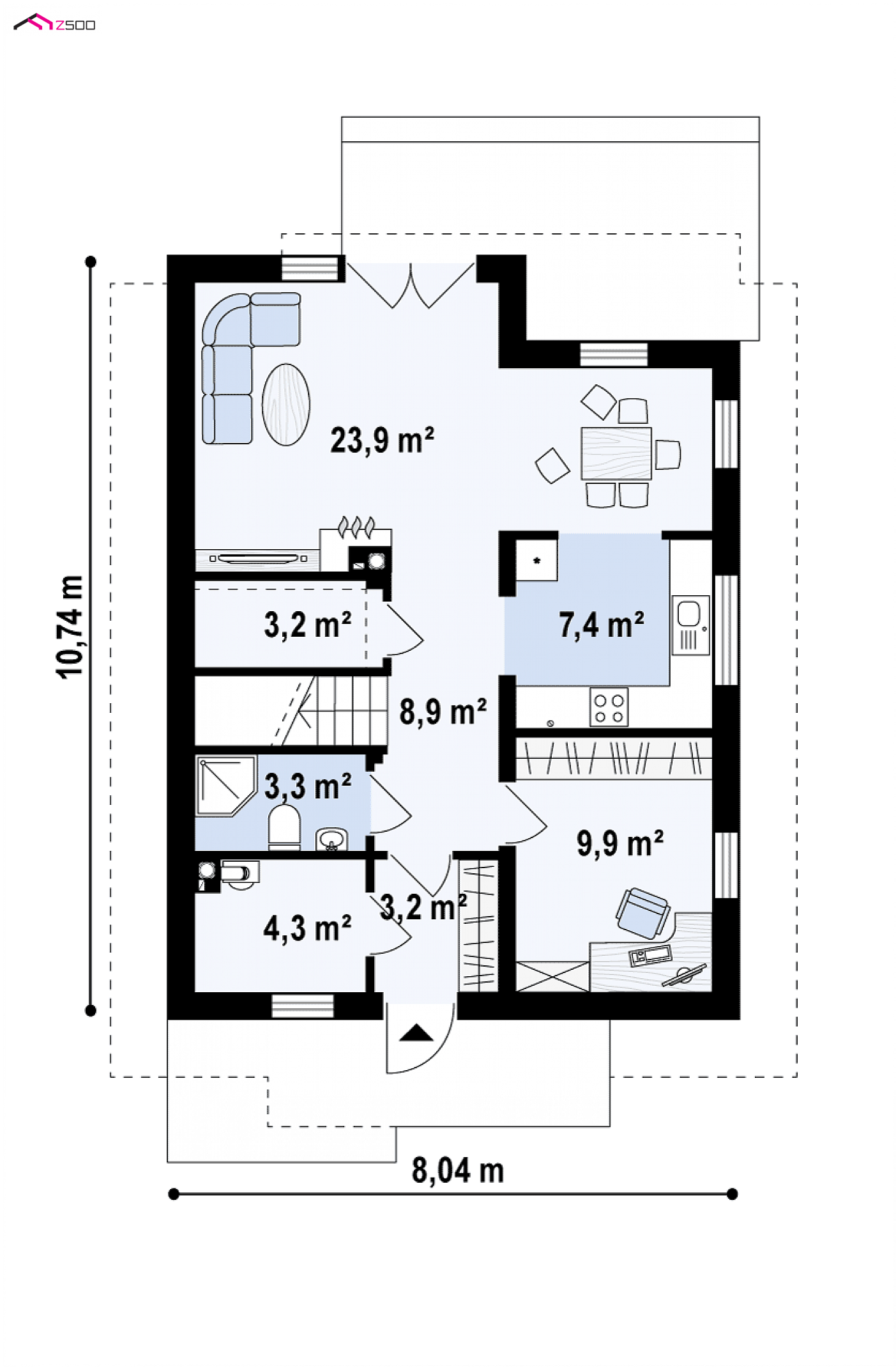 Mājas projekts - Mājas projekts ar mansardu - Z302