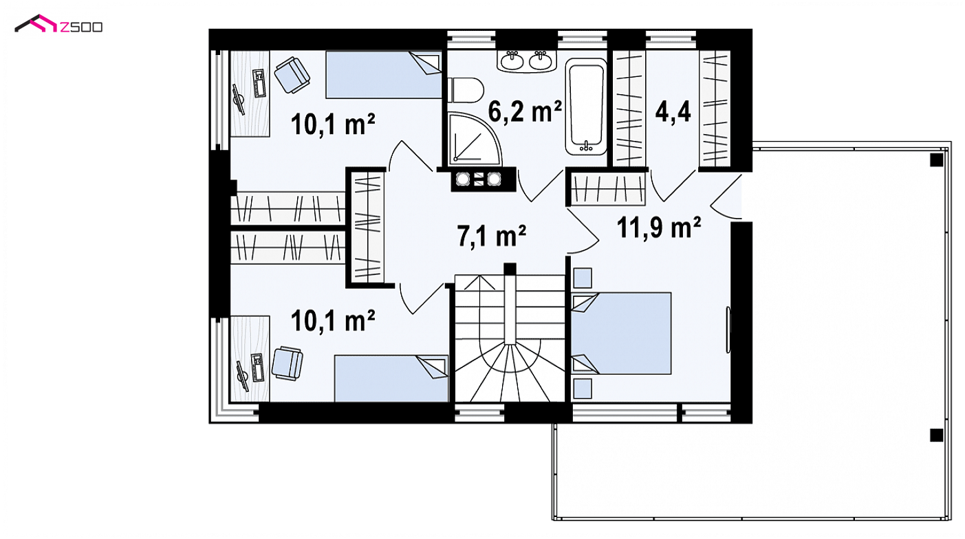 Mājas projekts - Nowoczesny dom z dachem kopertowym