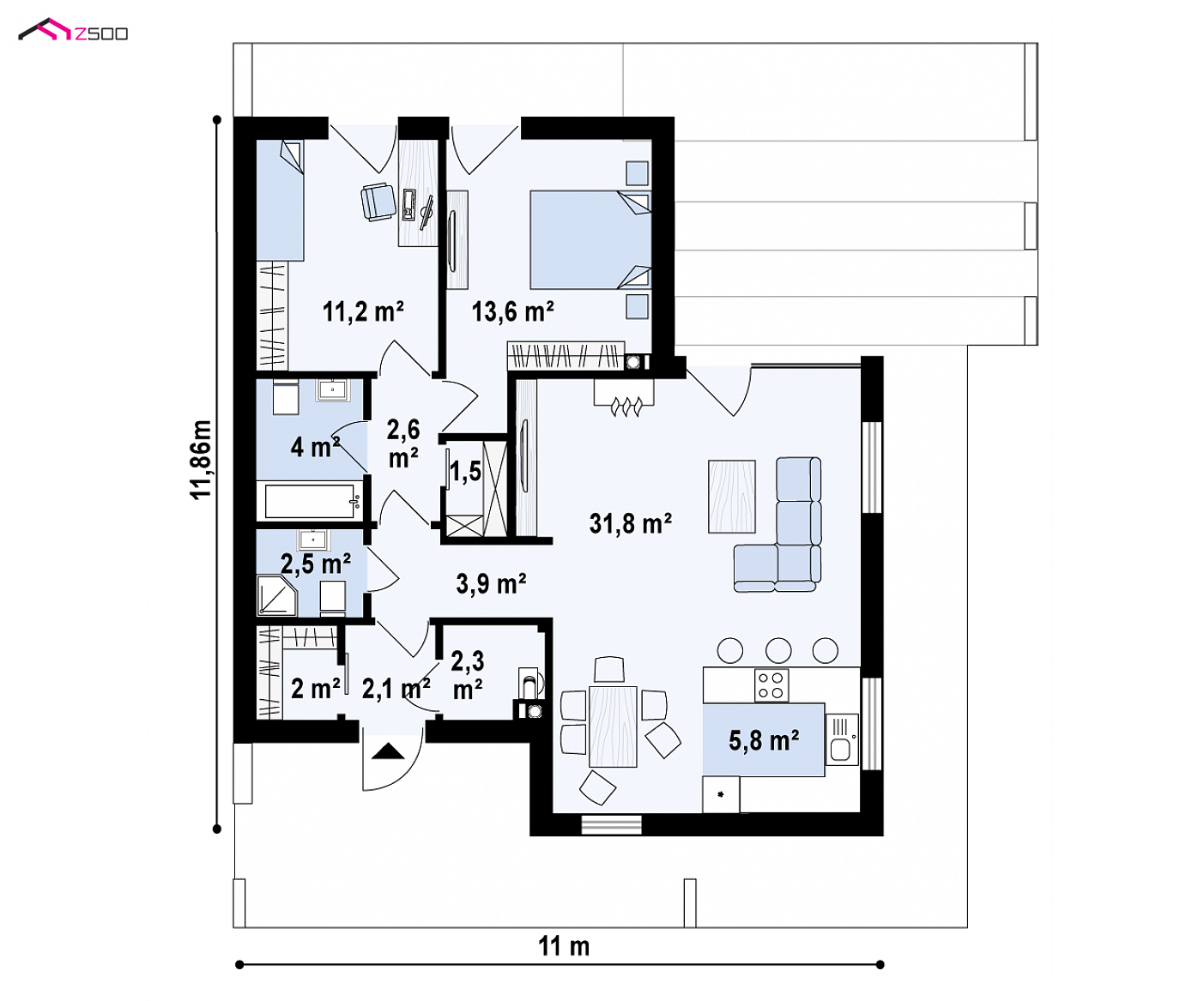 Mājas projekts - Modernas, nelielas mājas projekts - Zx57