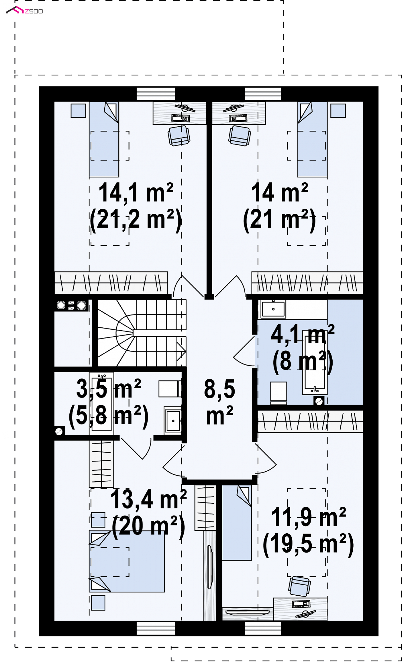 Mājas projekts - Nelielas mājas projekts ar mansardu un garāžu - Z324
