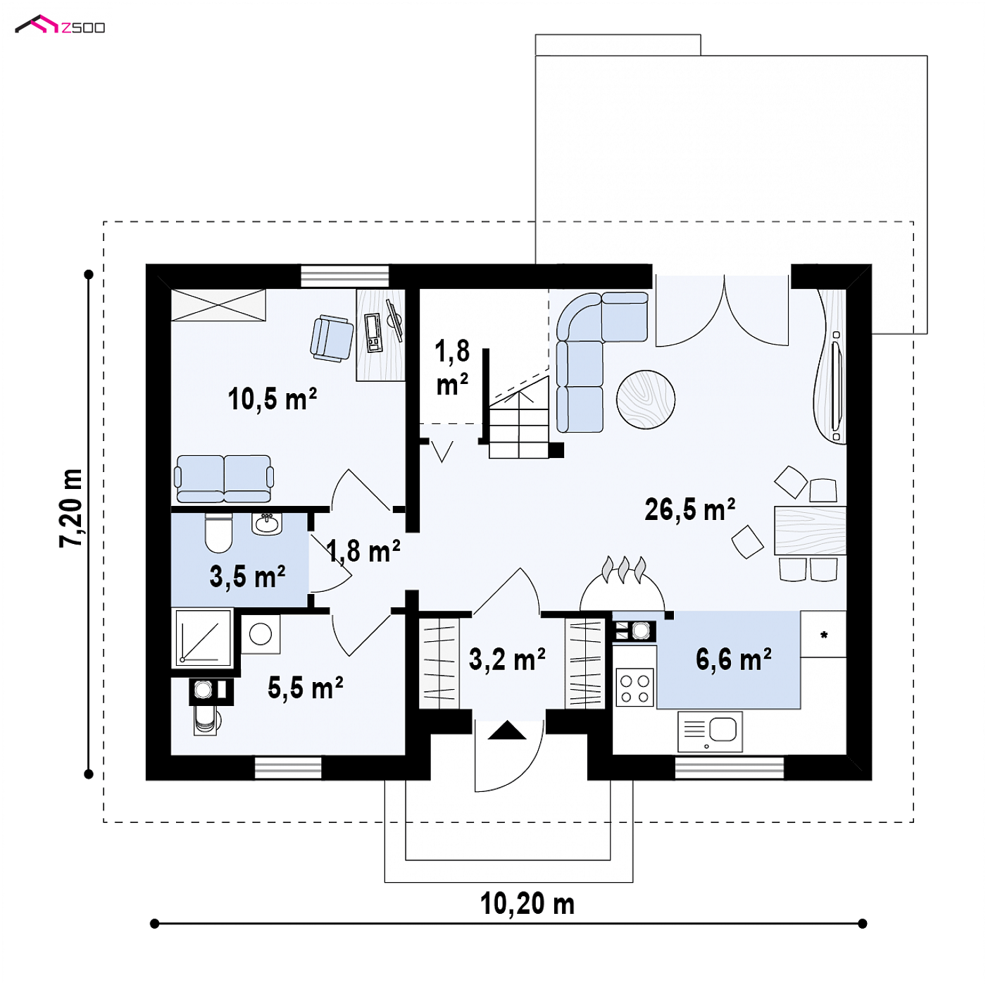 Mājas projekts - Nelielas mājas projekts ar mansardu - Z34 D