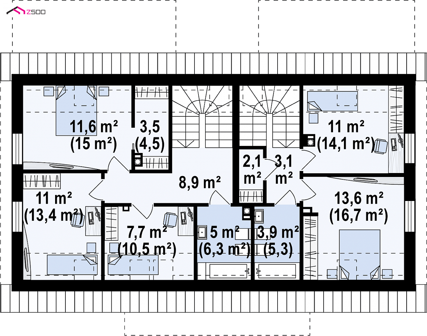Mājas projekts - Mājas projekts ar mansardu - Z351