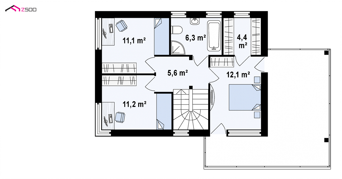 Mājas projekts - Divstāvu mājas projekts ar garāžu - Zx63 NF40