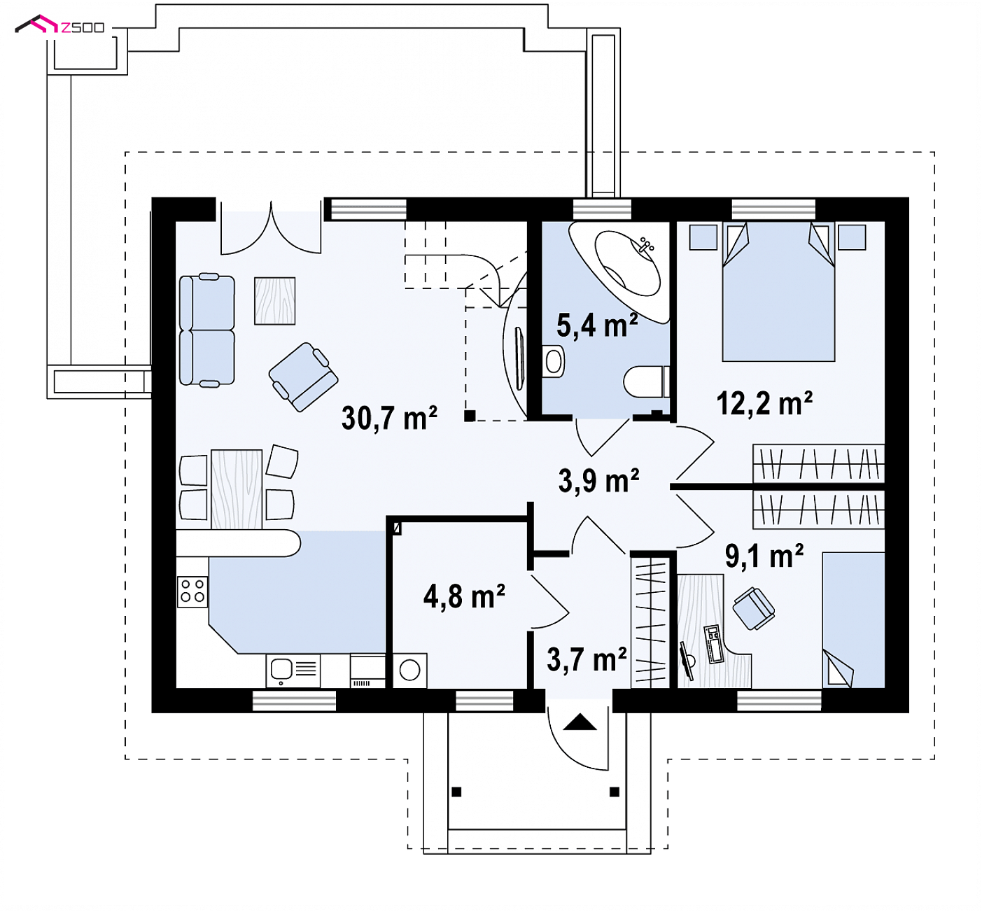 Mājas projekts - Vienstāva dzīvojamās mājas projekts - Z12 NF40