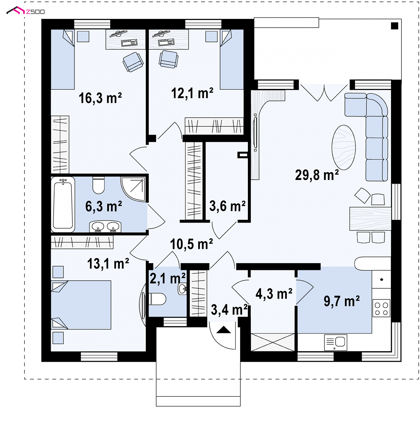 Mājas projekts - Vienstāva dzīvojamās mājas projekts - Z24 NF40