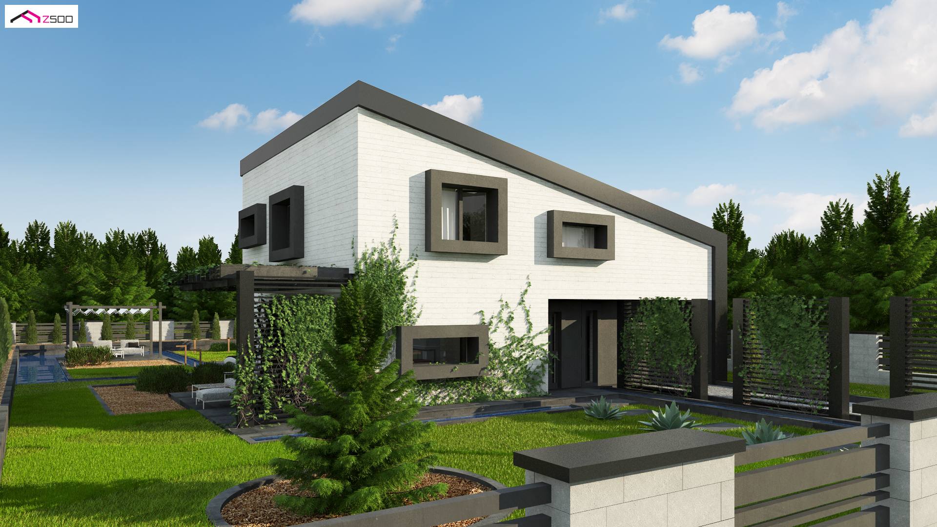 Mājas projekts - Divstāvu mājas projekts ar garāžu - Z391