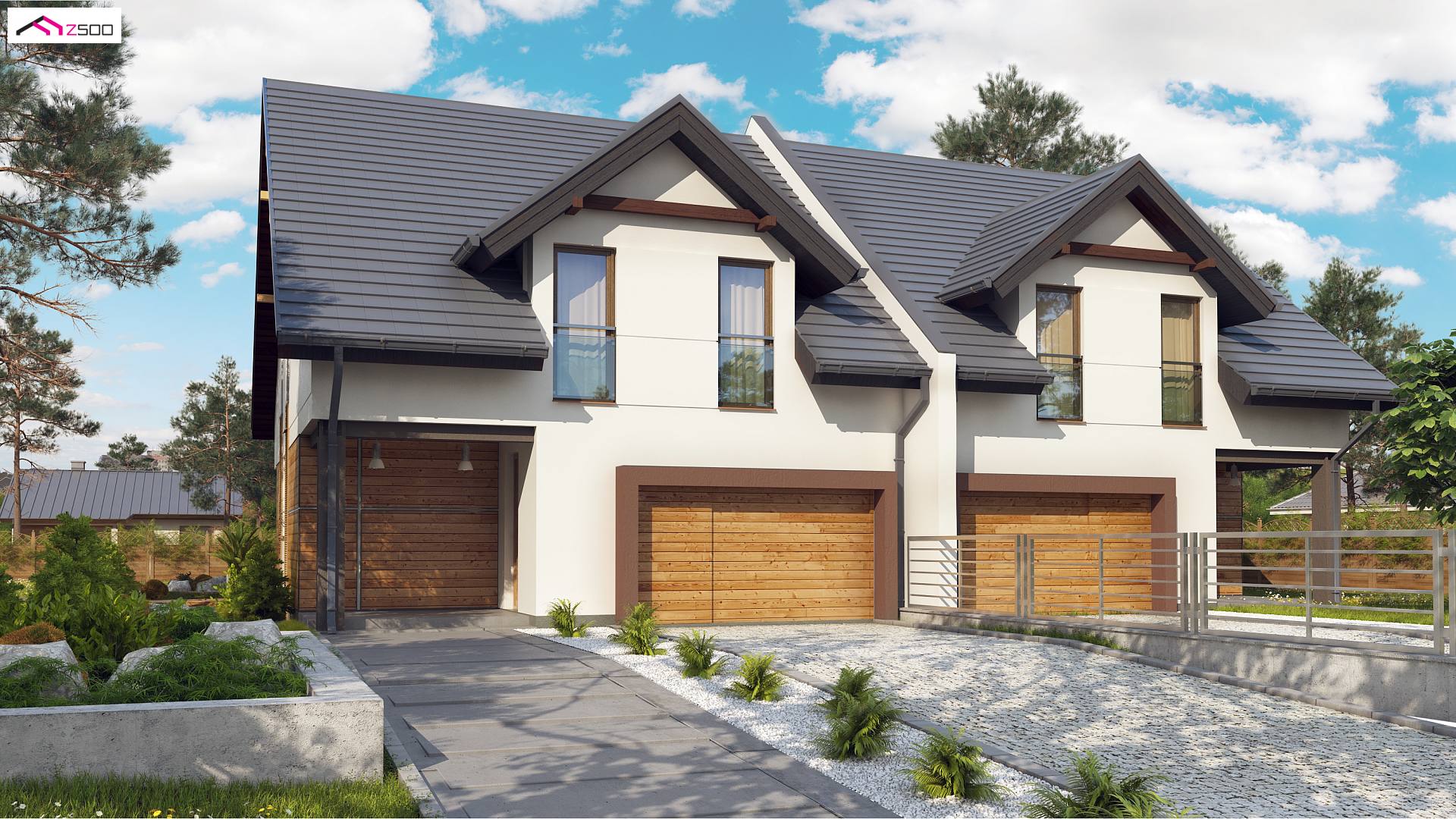 Mājas projekts - Dvīņu mājas projekts ar garāžu - Zb12